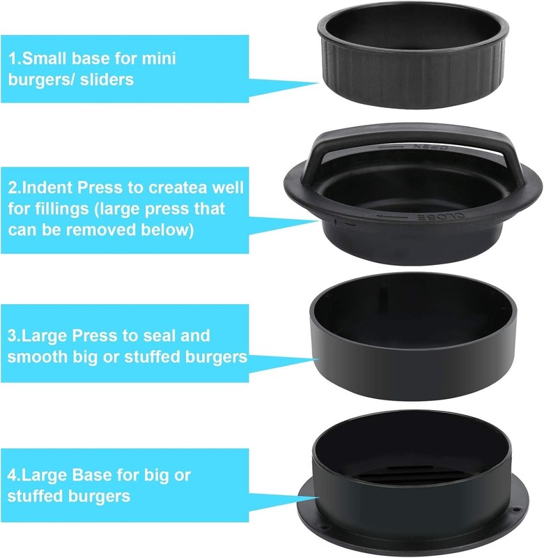 3 in 1 Stuffed Burger Press Patty Maker Rings Molds Kit with 100 Pcs Wax Paper gallery