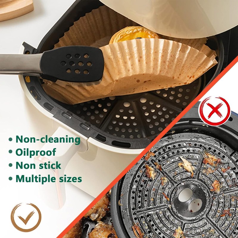 Small Air Fryer Liners Disposable for 2 3qt 6.3" Round 120pcs, Natural gallery