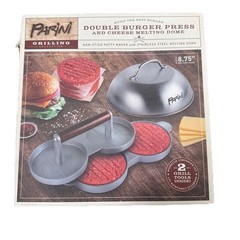 NEW – Parini Double Non-Stick Burger Press & Cheese Melting Dome 8.75″