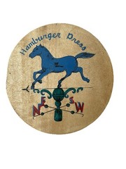 Vintage Wooden Hamburger Press Hand Painted Blue Horse Weather Vane Multi Color