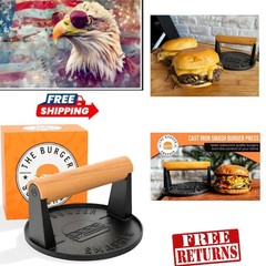 Pre-Seasoned Heavy Duty Cast Iron Burger Press Kit – Perfect Smash Every Time