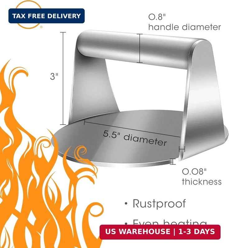 Outset Burger Smasher, Stainless Steel, 6" Grill Burger Press gallery