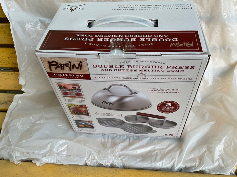 Parini Double Non-Stick Burger Press & Cheese Melting Dome 8.75" NIB gallery
