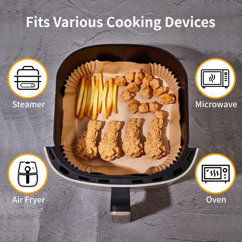40GSM Air Fryer Paper Liners, 125Pcs 8 inch Disposable Parchment 8" Square gallery