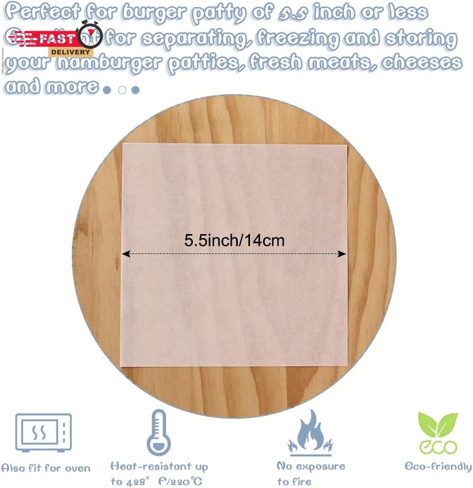 Burger Patty Paper, 5.5 X 5.5In, Set of 300, Patty Paper Squares, Baking Parchme gallery