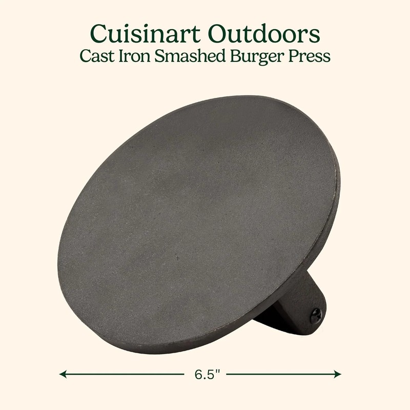 6.5" Cast Iron Smashed Burger Press, Round Flat Edge Grill Press for C gallery