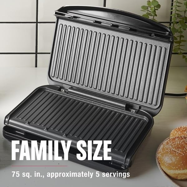 FamilySize Grill & Panini Press, Nonstick Ceramic Coating, FatRemoving Slope,... gallery
