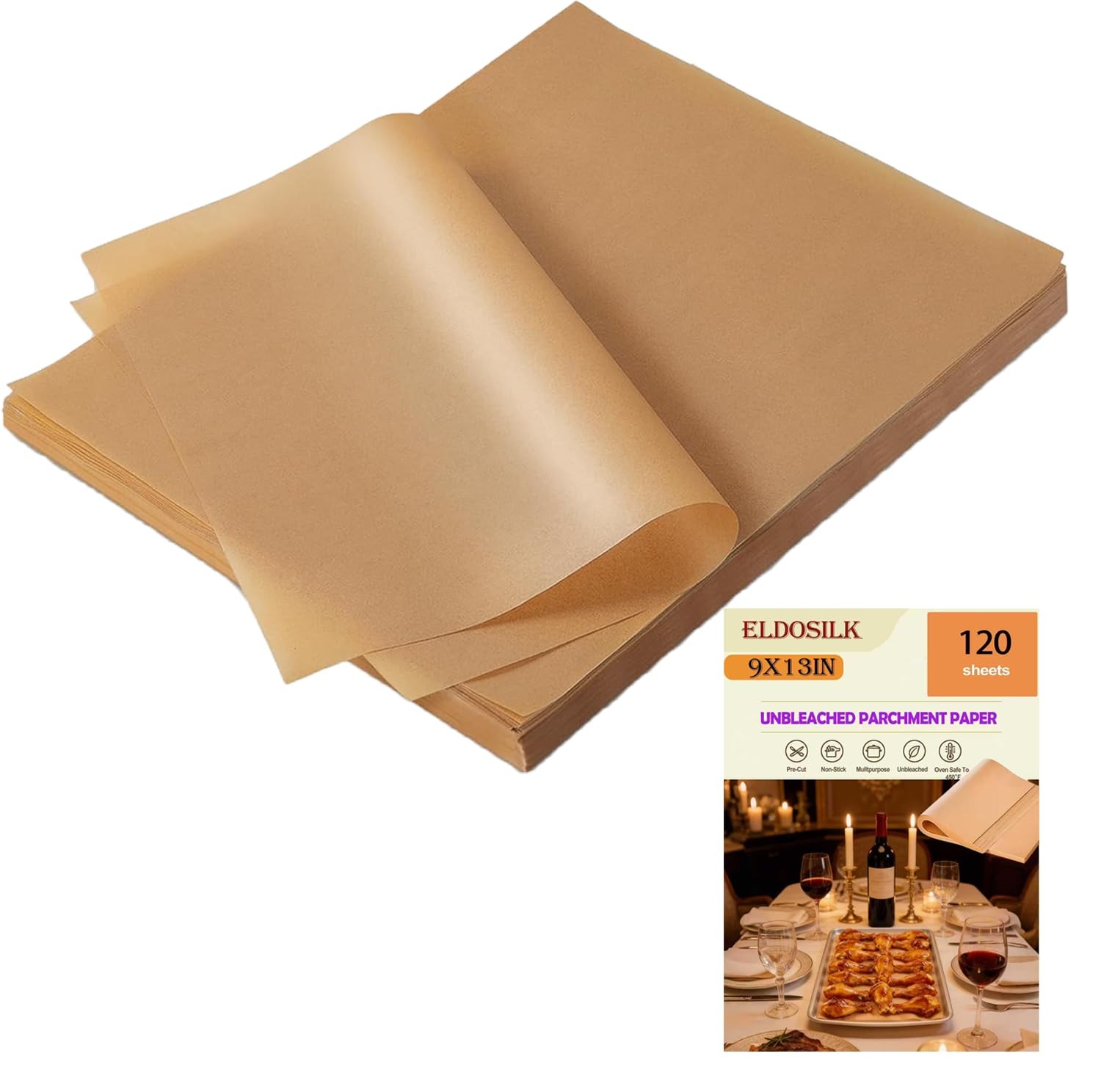 120Pcs Unbleached Parchment Paper Sheets, 9 x 13 Inch 120pcs9*13, Orange gallery