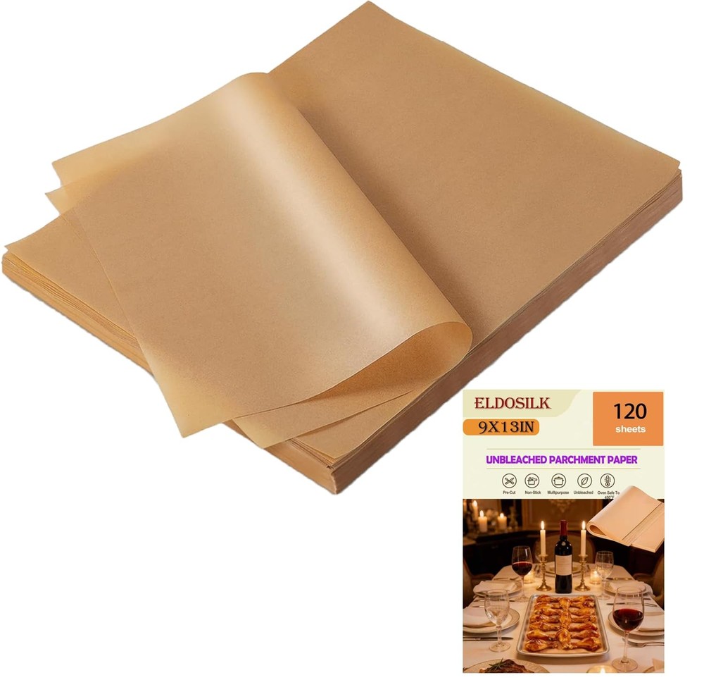 120Pcs Unbleached Parchment Paper Sheets, 9 x 13 Inch 120pcs9*13, Orange