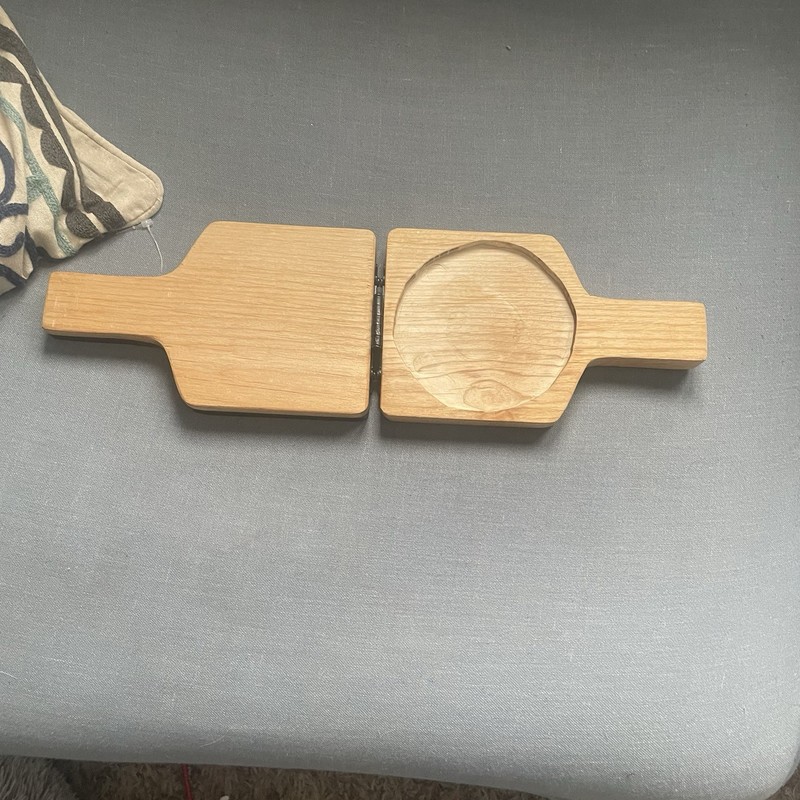 Vintage Wooden Hamburger Patty Press - Cow Painted Kitchen Tool - Farmhouse gallery