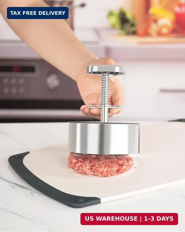 Brigii 304 Stainless Steel Burger Press, 4.5" Hamburger Patty Maker with Thickne gallery