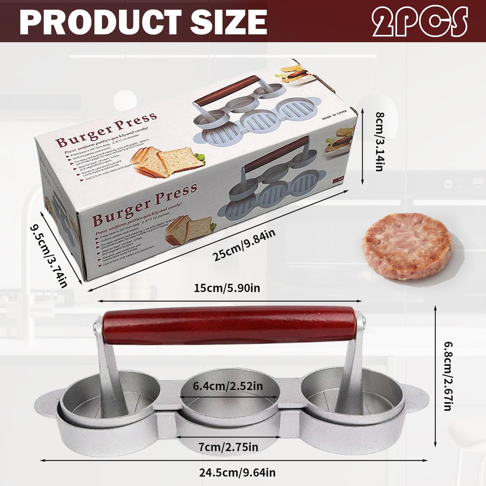 Mini Burger Press Three 2.64 Inch Molds Patty Maker BBQ Picnic 1 PCS gallery