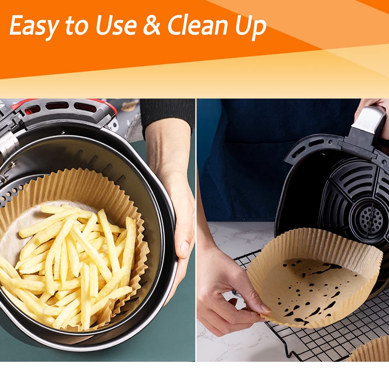 Air Fryer Liners Disposable, 100 PCS Non-stick 6.3 inch, Natural 6.3Inch gallery