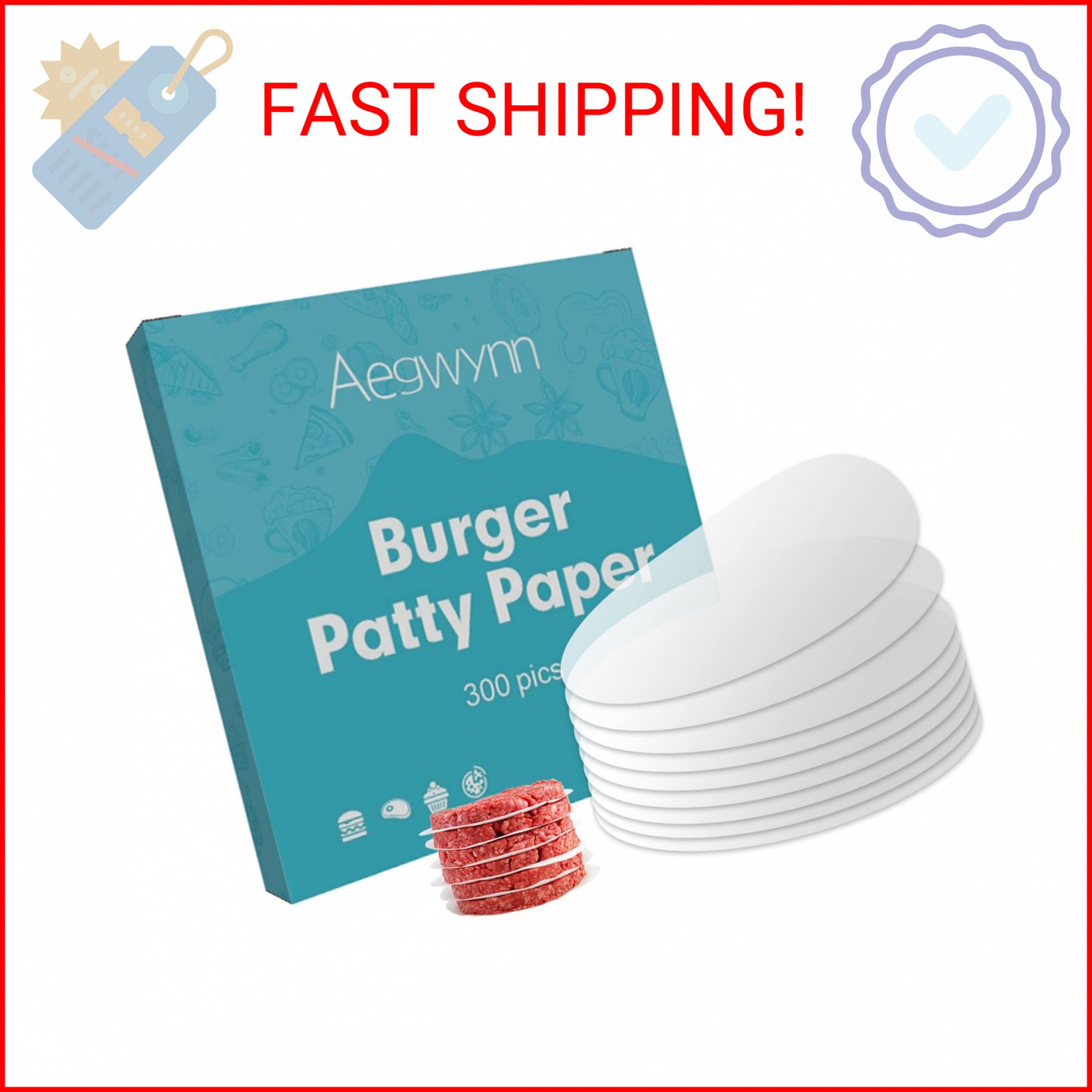 Aegwynn Hamburger Patty Paper Round 4 Inch 300 Pcs, Parchment Burger Papers Non gallery