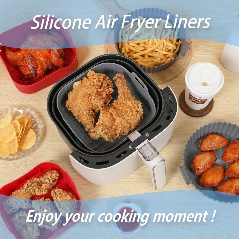 Foopama Air Fryer Silicone Liners, Pot 2 Pcs 7.5inch-2PCS, Silicone-Square gallery