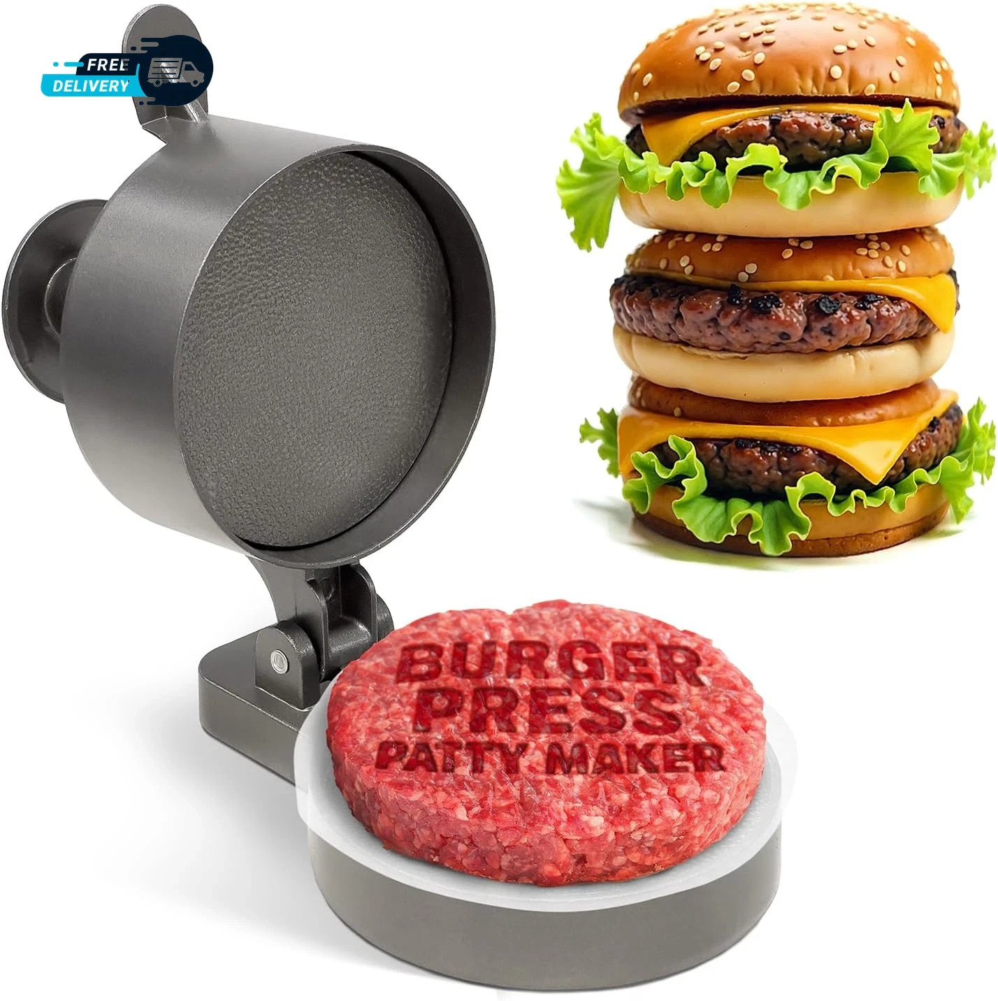 Burger Press Patty Maker – Adjustable Thickness (1/4 Lb to 3/4 Lb) with Ejector gallery