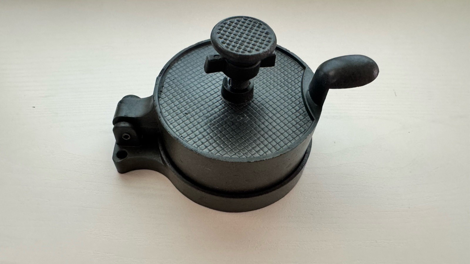 Silver Metal Large Non-Stick Single Burger Press with Textured Surface, 1 Hole gallery
