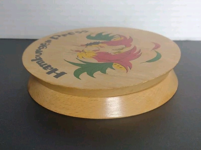 Vintage Wood Hamburger Press Roosters Made in Japan Retro Kitchen gallery