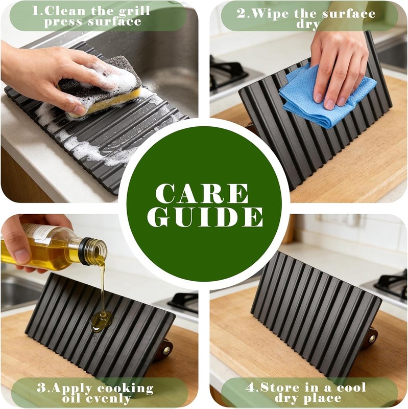 2Pack 2.1lb Steak Weight & Burger Press Striped Base 7"X4" Heavy Duty Cast Iron gallery