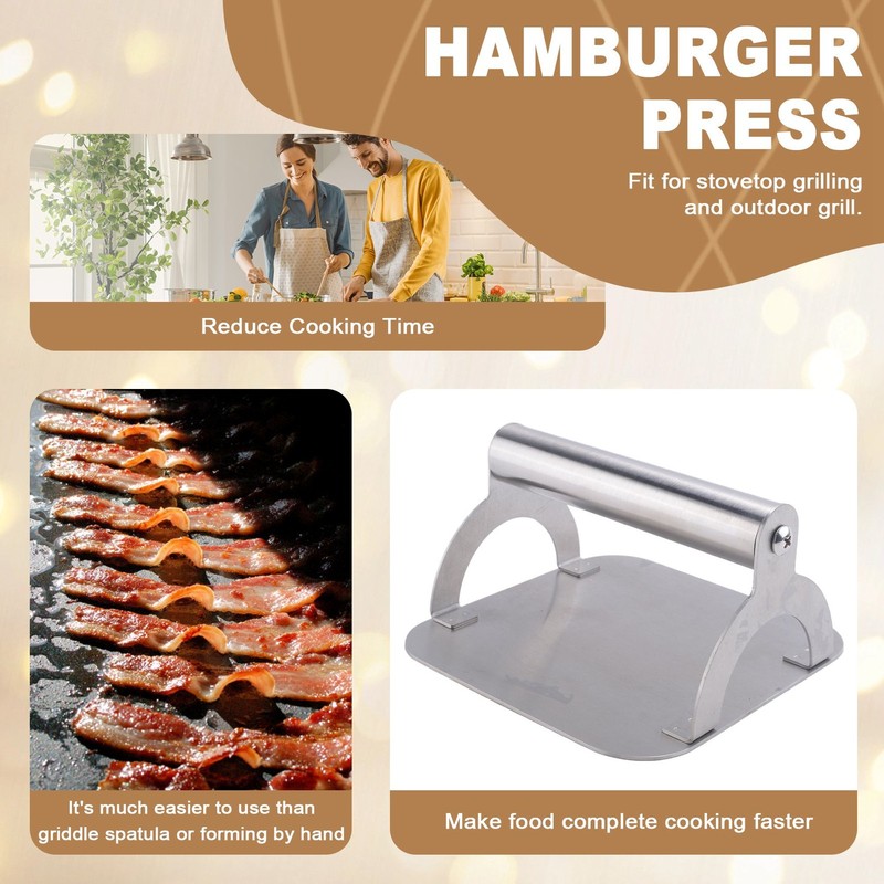 Kitchen Stainless Steel Steak Weight/Bacon Press with Handle, Heavy-Weight3913 gallery