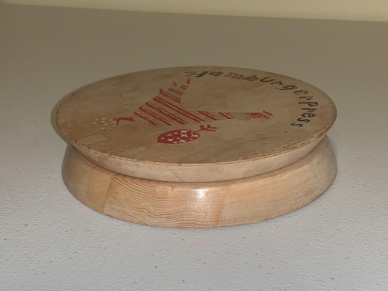 Vintage Wood HAMBURGER PATTY PRESS Rooster Made in Japan Farmhouse Home Decor gallery