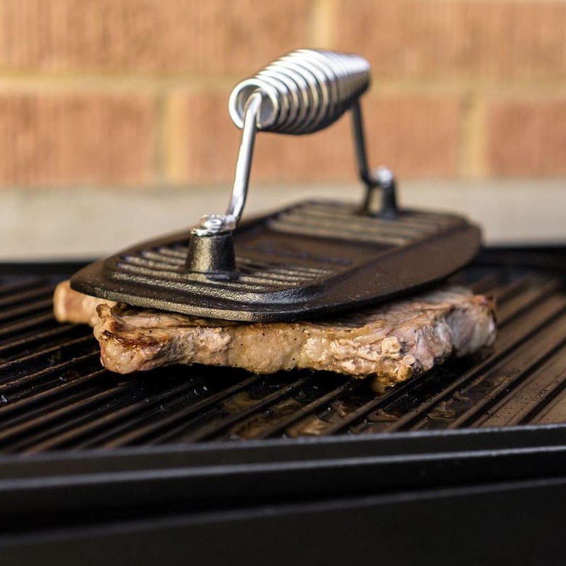 Cast Iron Grill Press Heavy Duty 2.9 lb Burger Bacon & Panini Seasoned gallery