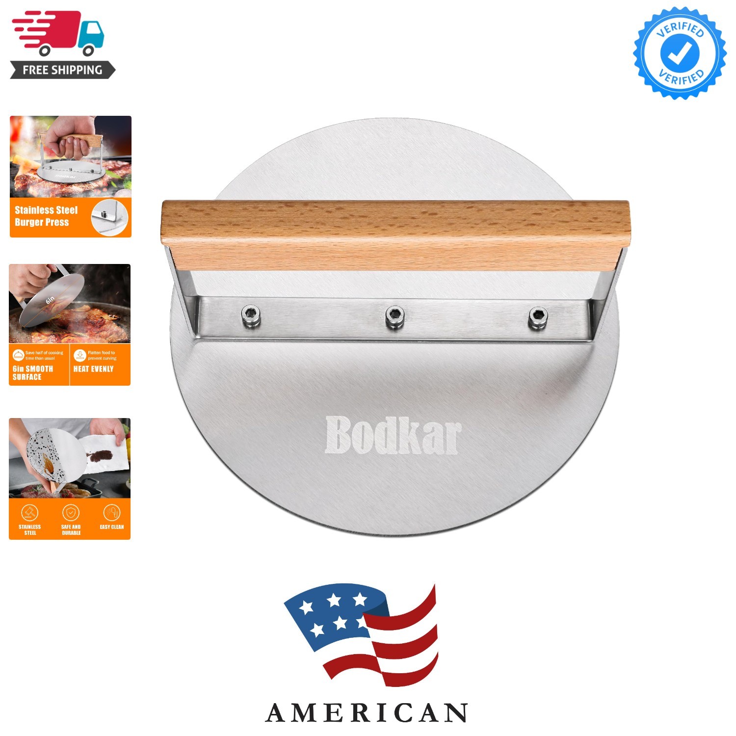 Stainless Steel Burger Press, 6 inch Round Burger Smasher Round Hamburger Pre... gallery