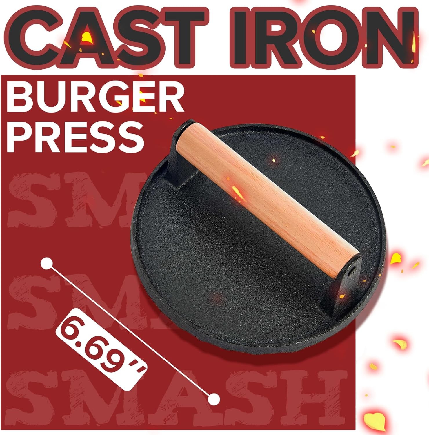 Smash Burger Press Kit 3 in 1 Hamburger Press Patty Maker Dark Black Cast Iron gallery