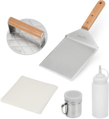 5 Piece Smash Burger Press Kit for Flat Top Grill – Stainless Steel Grill Spatul