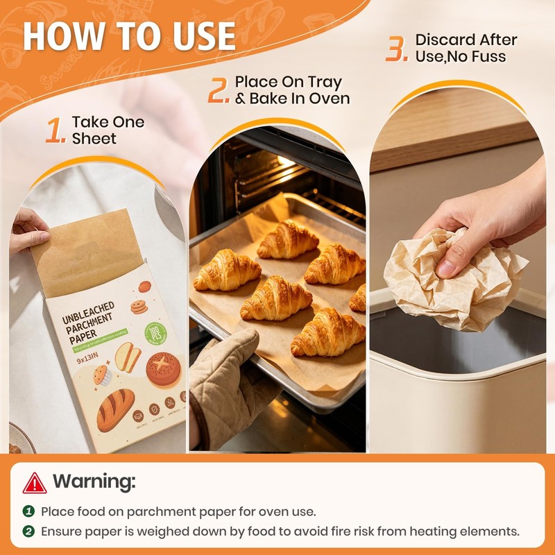 Yarmchahk 100pcs Unbleached Parchment Paper 9" x 13" - 100 Pack, gallery