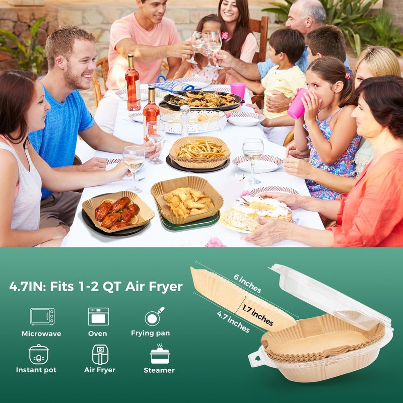 125Pcs 4.7 Inch Air Fryer Disposable Liners, 2 QT 4.7"Square, Natural gallery