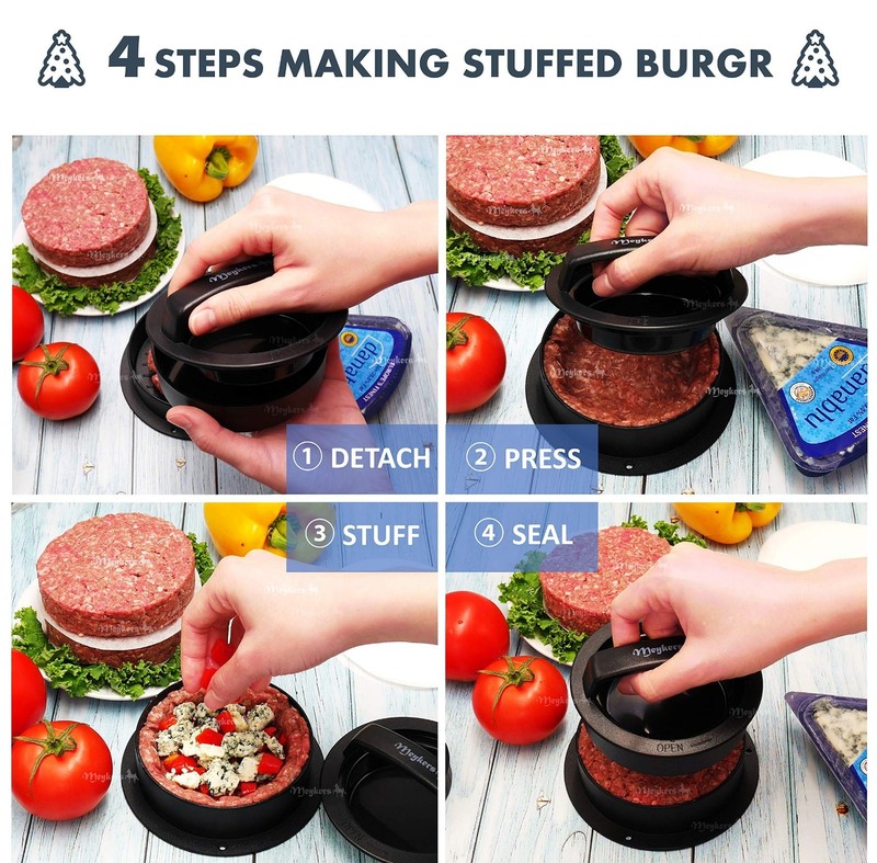 3-in-1 Burger Press Patty Maker with Non-Stick Mold & 100 Wax Papers for Sliders gallery