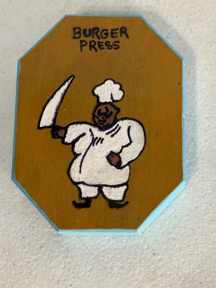 Vintage Wood Hamburger Press Folk Art Couple Wall Hanging Kitchen Country Decor