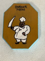 Vintage Wood Hamburger Press Folk Art Couple Wall Hanging Kitchen Country Decor