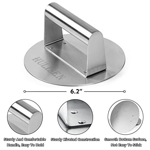 Cheese Melting Dome & Burger Press Set, 6.2" Grill Press with 9" Cover, Stainles gallery