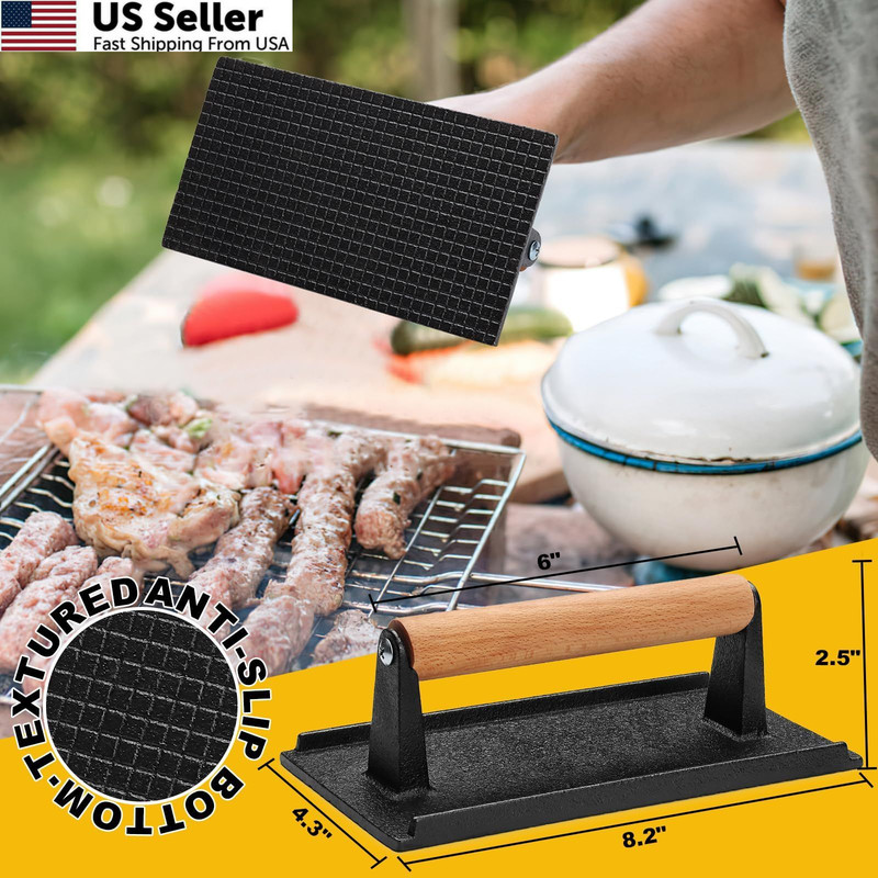 AIVIKI Burger Press, Smash Press for Blackstone Rectangle, black gallery