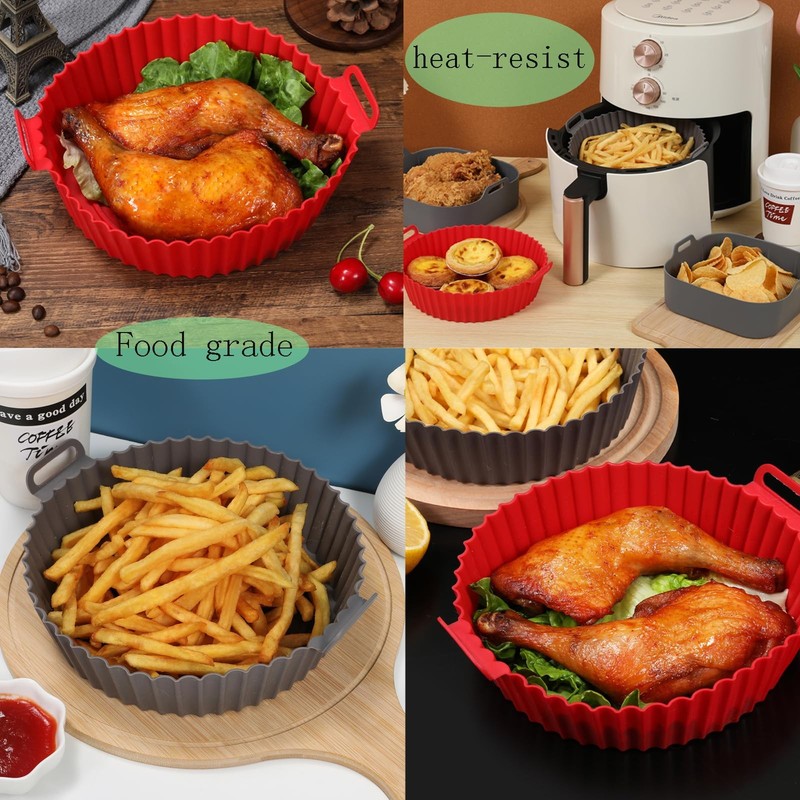 Somoga Air Fryer Silicone Liners Pot for 3-5QT 6.5inch-2PCS, Silicone-Round gallery
