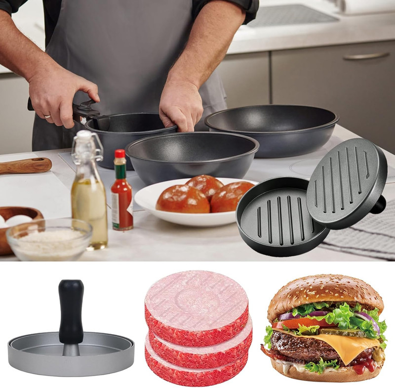 Burger Press Hamburger Press Patty Maker with 100 Patty Papers, Aluminum Hamburg gallery