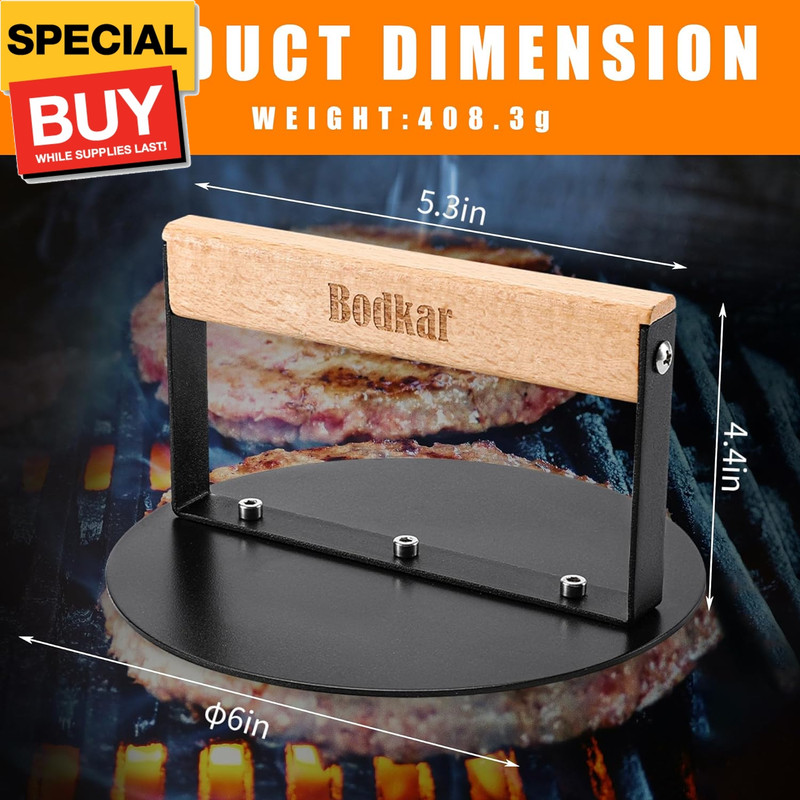 Smash Burger Press 6 inch, Round Burger Smasher Grill Press for Griddle Bacon Pr gallery