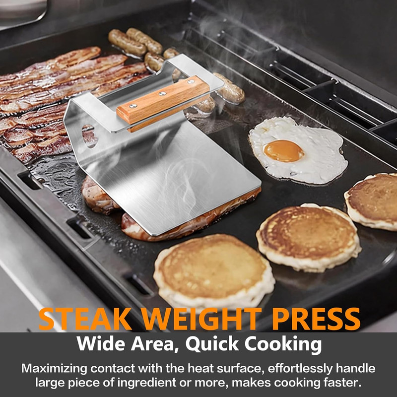 Smash Burger Press Hamburger Patty Smasher Tool, 5.8” Stainless Steel Meat Bacon gallery