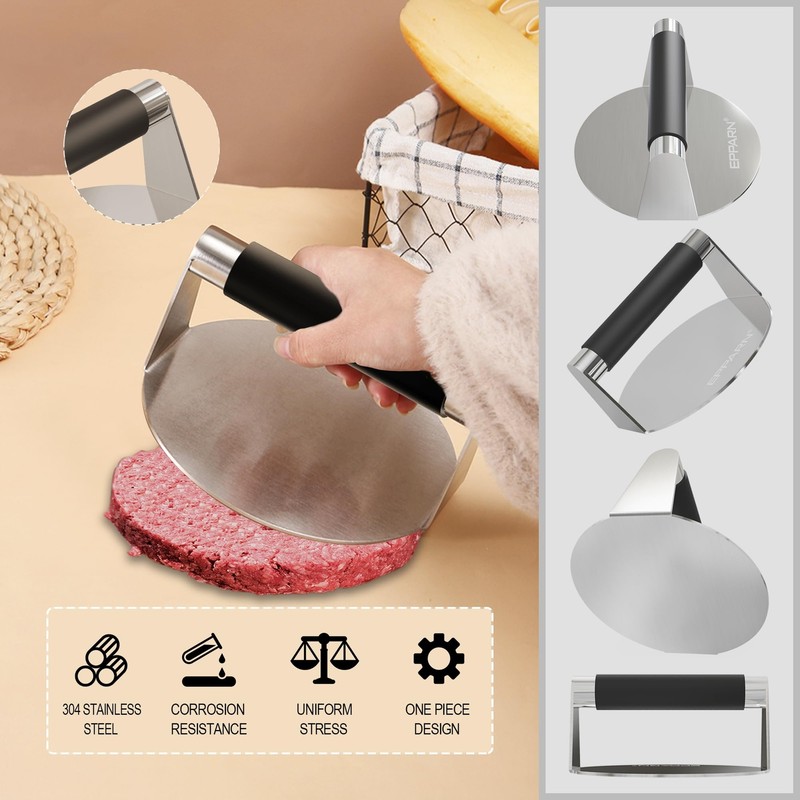 Smash Burger Press with Anti-Scald Handle Stainless Steel Burger Smasher Hamb... gallery