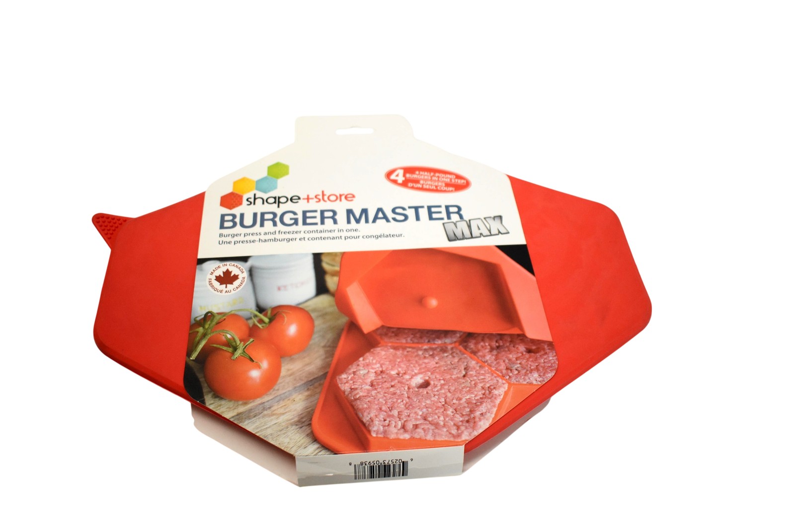 Shape+Store Burger Master Max Red Large Burger Press Freezer Tray Mold BPA Free gallery