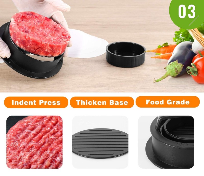 Nuovoware 3 in 1 Burger Press, Hamburger Press Patty Stuffed Burger Maker gallery