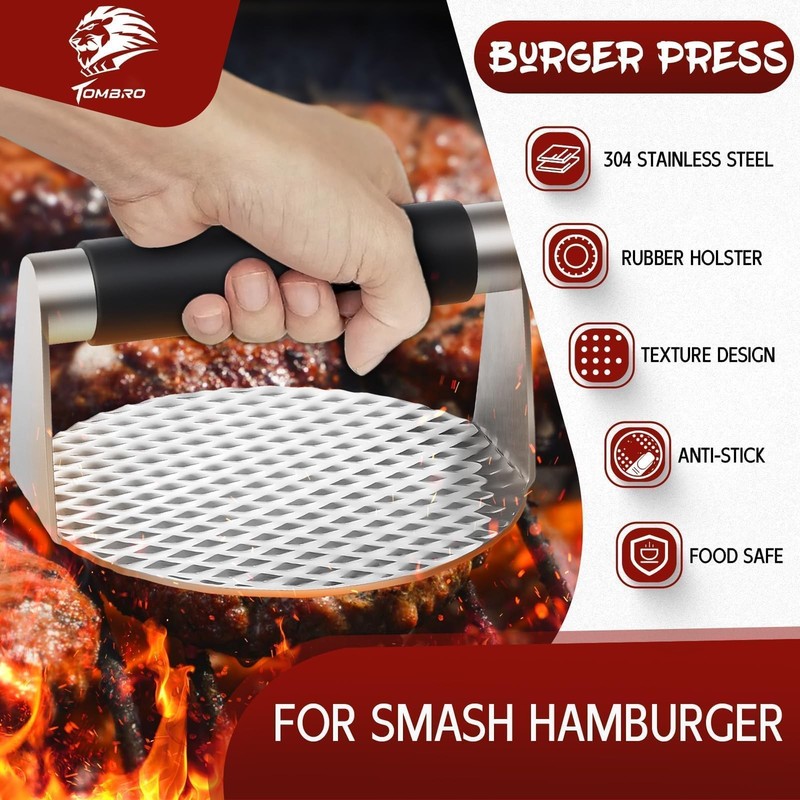 Burger Press Kit 3PCS XXXL 15.5cm x 13.5cm Stainless Steel - Perfect for BBQ gallery