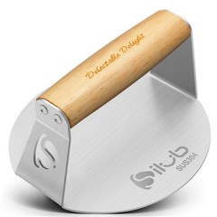Smash Burger Press,304 Stainless Steel 6.0 Inches Round Hamburger Smasher wit…