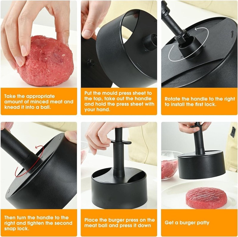 Modern Stainless Steel Burger Press Tool 100 PCS Wax Disc Papers 10.3 CMDiameter gallery