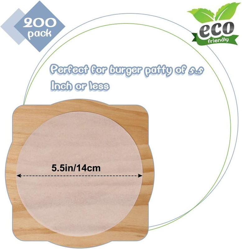 Hamburger Patty Paper round 5.5 Inch, Set of 200, Non Stick Patty Paper Sheets f gallery