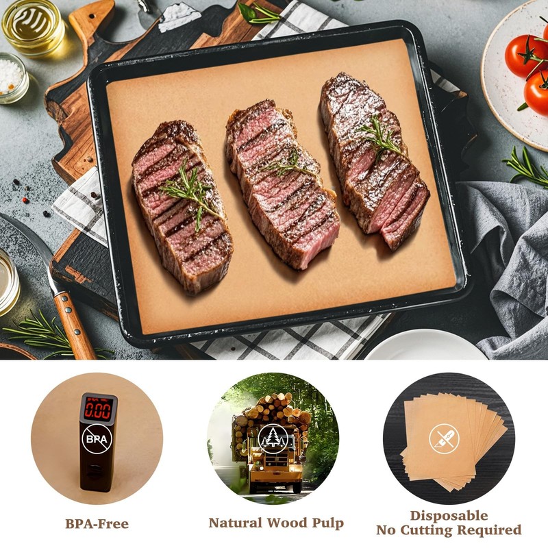 KAWENDE 120 Pcs Air Fryer Liners, 10''x11'' Disposable 10''x11'', Wood gallery