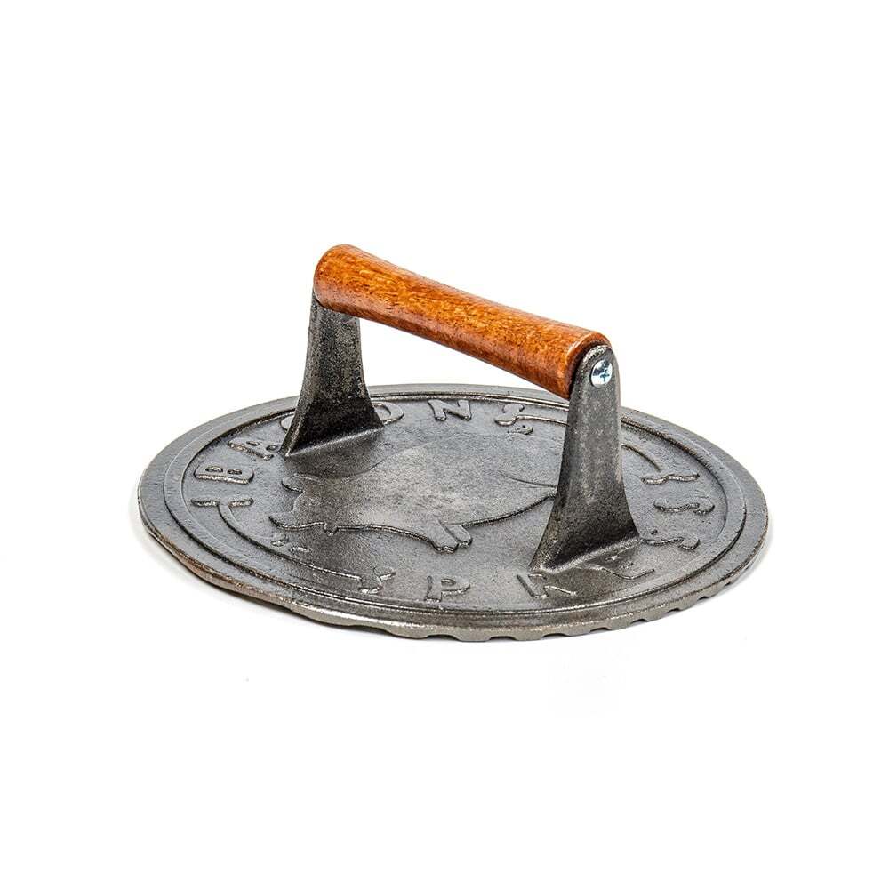Norpro 8.75-Inch Cast Iron Bacon Press with Wood Handle, Round gallery