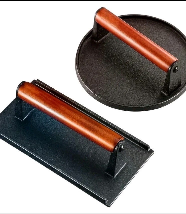 2-Piece Cast Iron Hamburger Press Set BBQ Grilling Press gallery